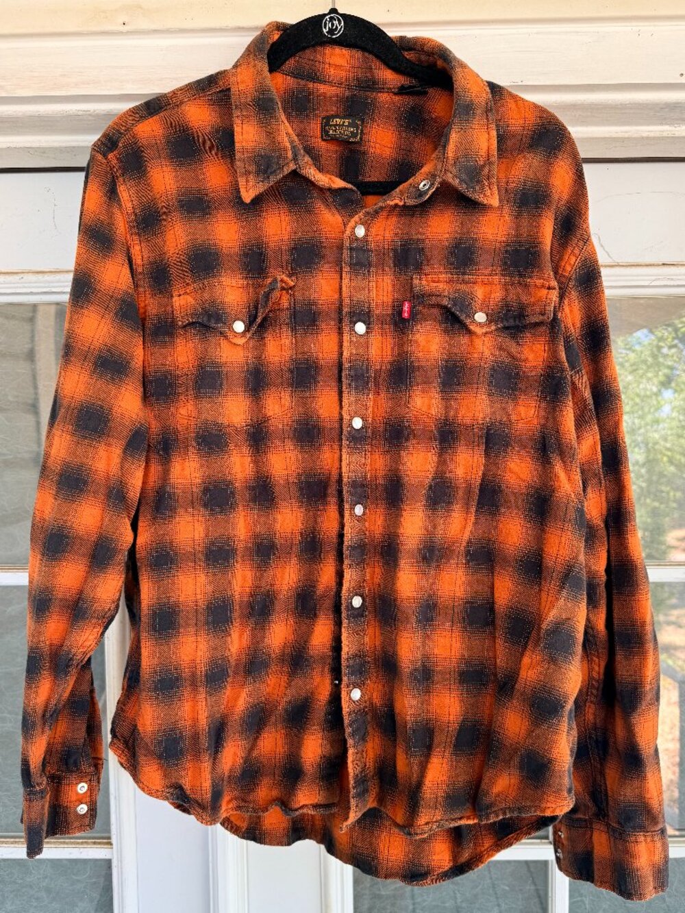 Levi's Skaateboarding Collection Orange&Black Plaid Western Flannel Shirt XL